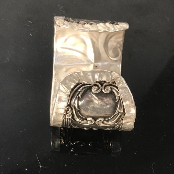 Cherub Spoon Ring Sterling Silver 925 Cuff Bracelet Reynolds Angel Embossed - Picture 7 of 7